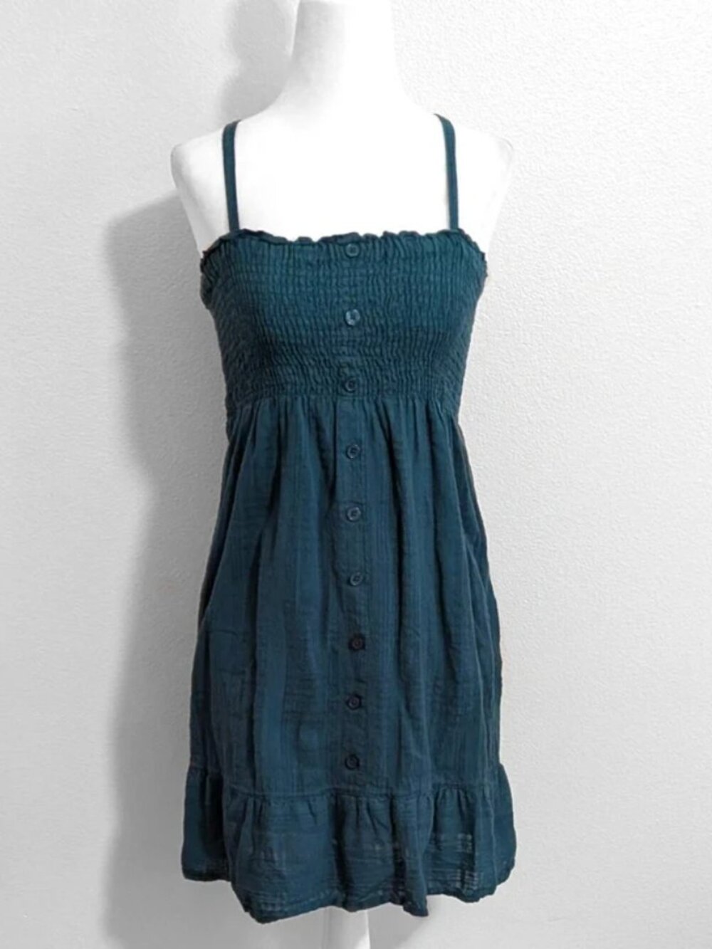 Mossimo Supply Co. Blue Smocked Button Up Mini Dress | Size L
